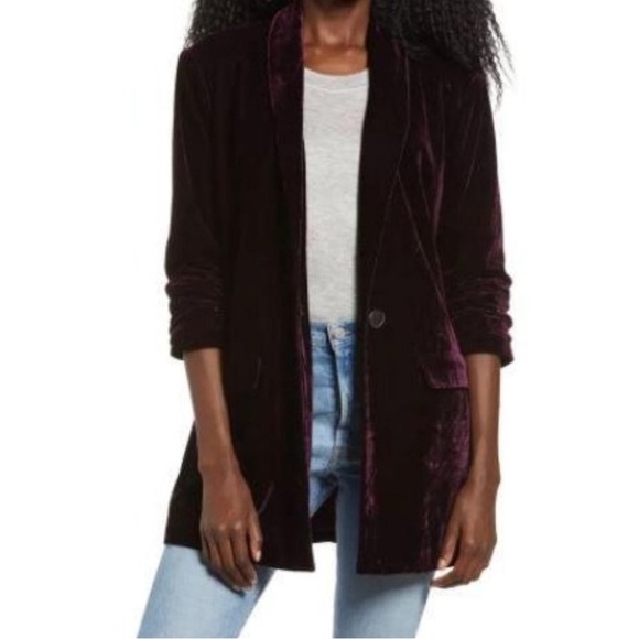 Endless Rose Velvet Blazer Large Brown Single Breasted Boyfriend Relaxed Lined - Picture 1 of 12